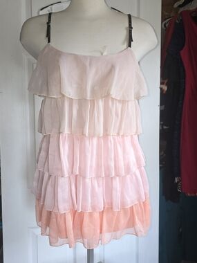 Tiered Chiffon Ruffle Top Blush Pink/orange
